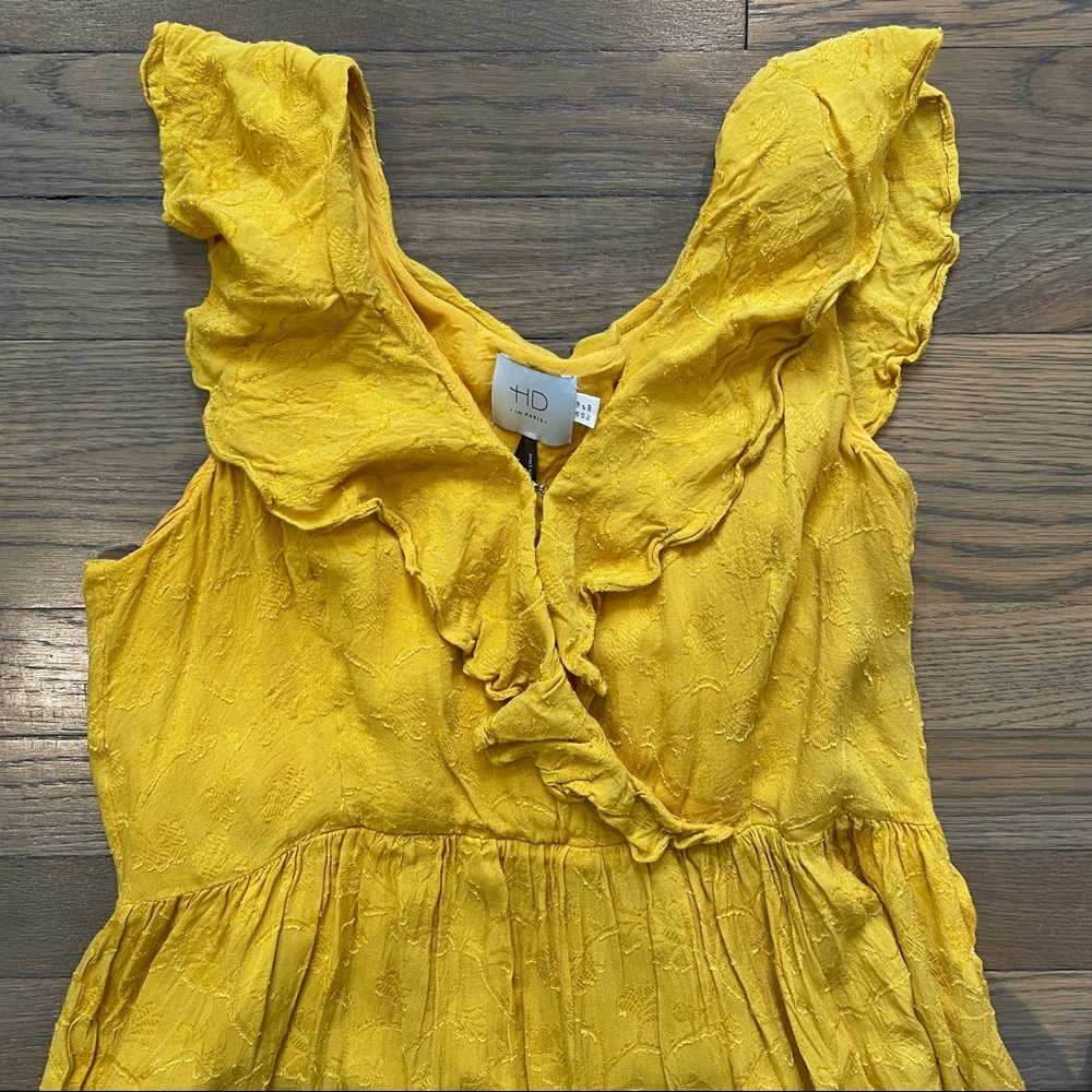 Anthropologie Golden Dress 6P Ruffle Flora…